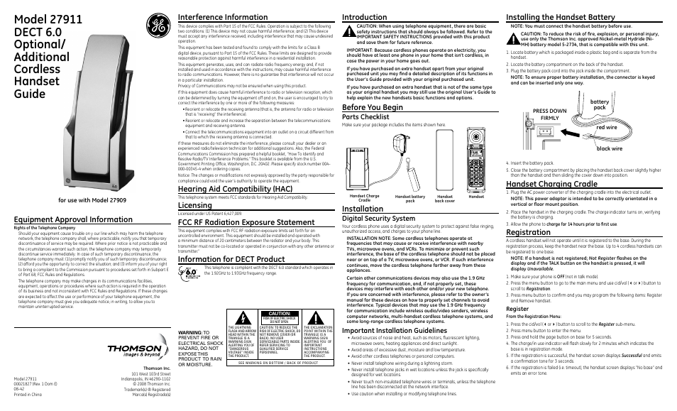 GE 27911 User Manual | 2 pages