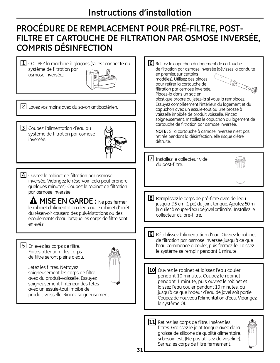 Mise en garde | GE GXRM10RBL User Manual | Page 31 / 64