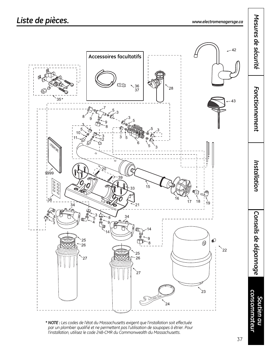 Liste de pièces | GE GXRM10RBL User Manual | Page 37 / 64