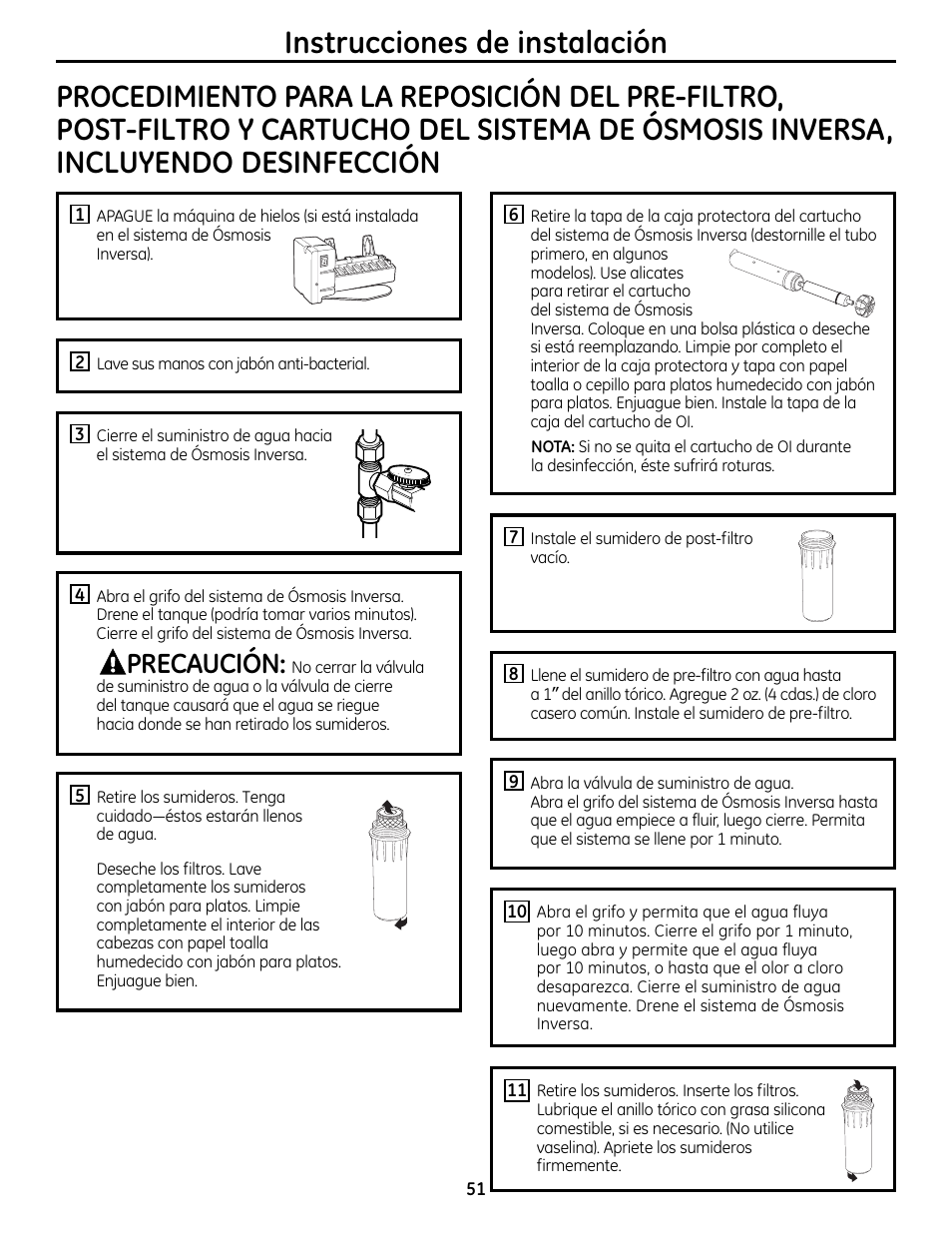 Precaución | GE GXRM10RBL User Manual | Page 51 / 64