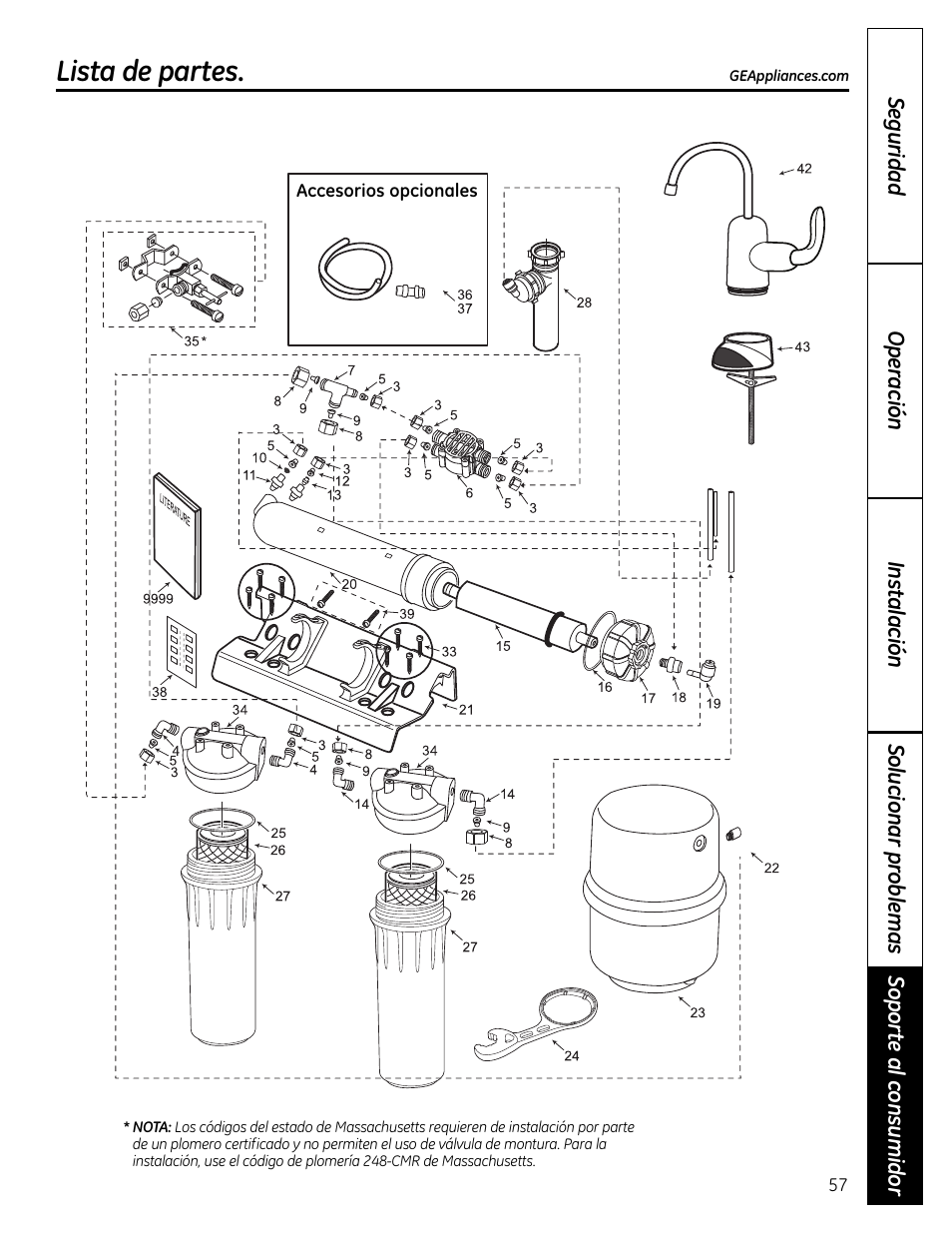 Lista de partes | GE GXRM10RBL User Manual | Page 57 / 64