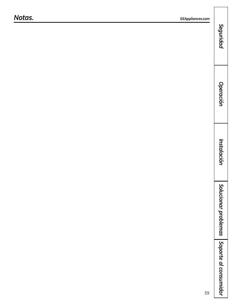 Notas | GE GXRM10RBL User Manual | Page 59 / 64