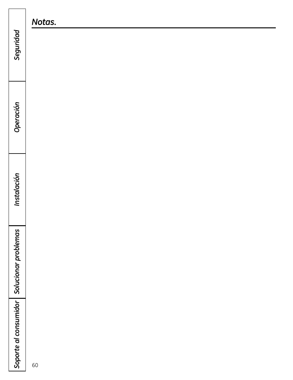 Notas | GE GXRM10RBL User Manual | Page 60 / 64