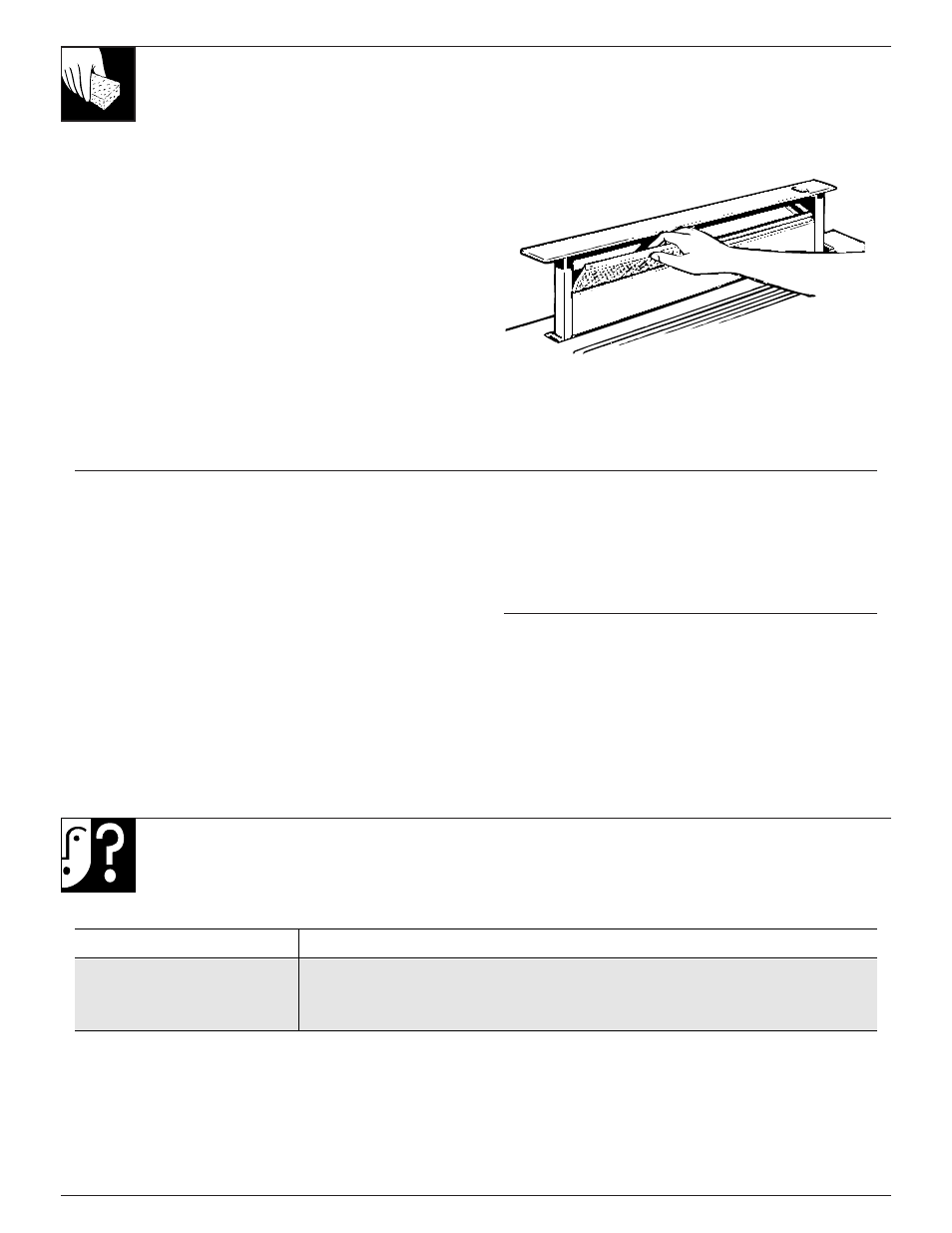 Blower, Grease filter, Problem solver | Blower grease filter, 4care and cleaning, Questions? use this problem solver | GE JVB65 User Manual | Page 4 / 12