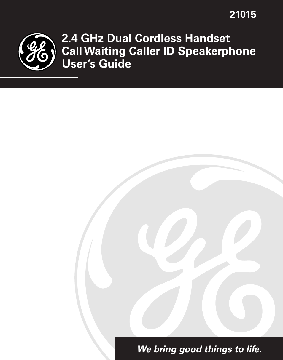 GE 21015 User Manual | 108 pages