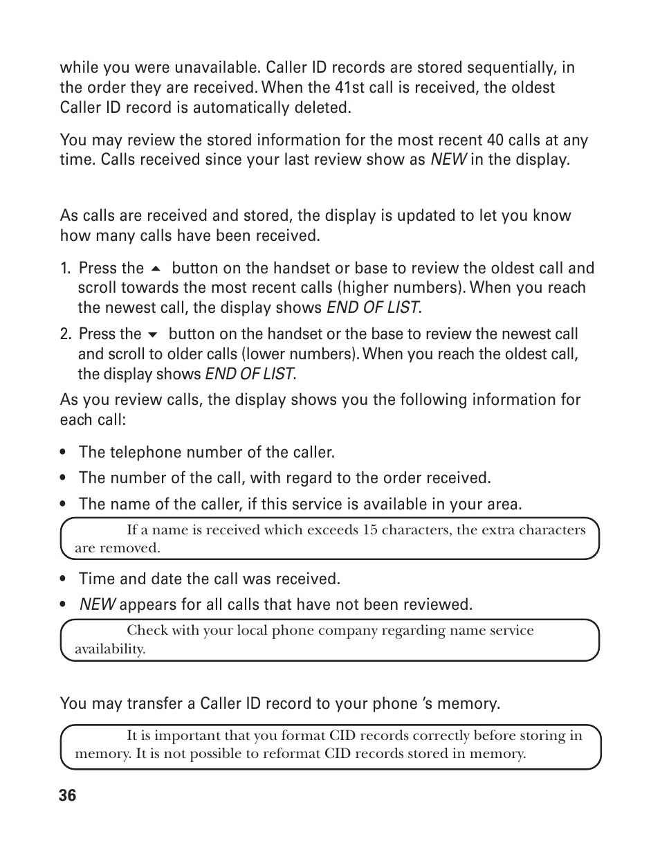 Cid r | GE 21015 User Manual | Page 36 / 108
