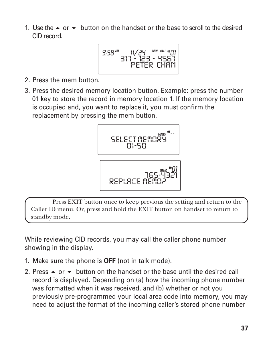 Cid n | GE 21015 User Manual | Page 37 / 108