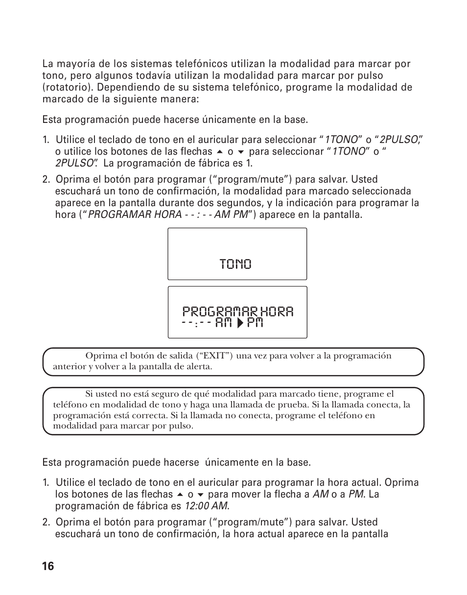 Tono - - : - - am pm programar hora | GE 21015 User Manual | Page 70 / 108