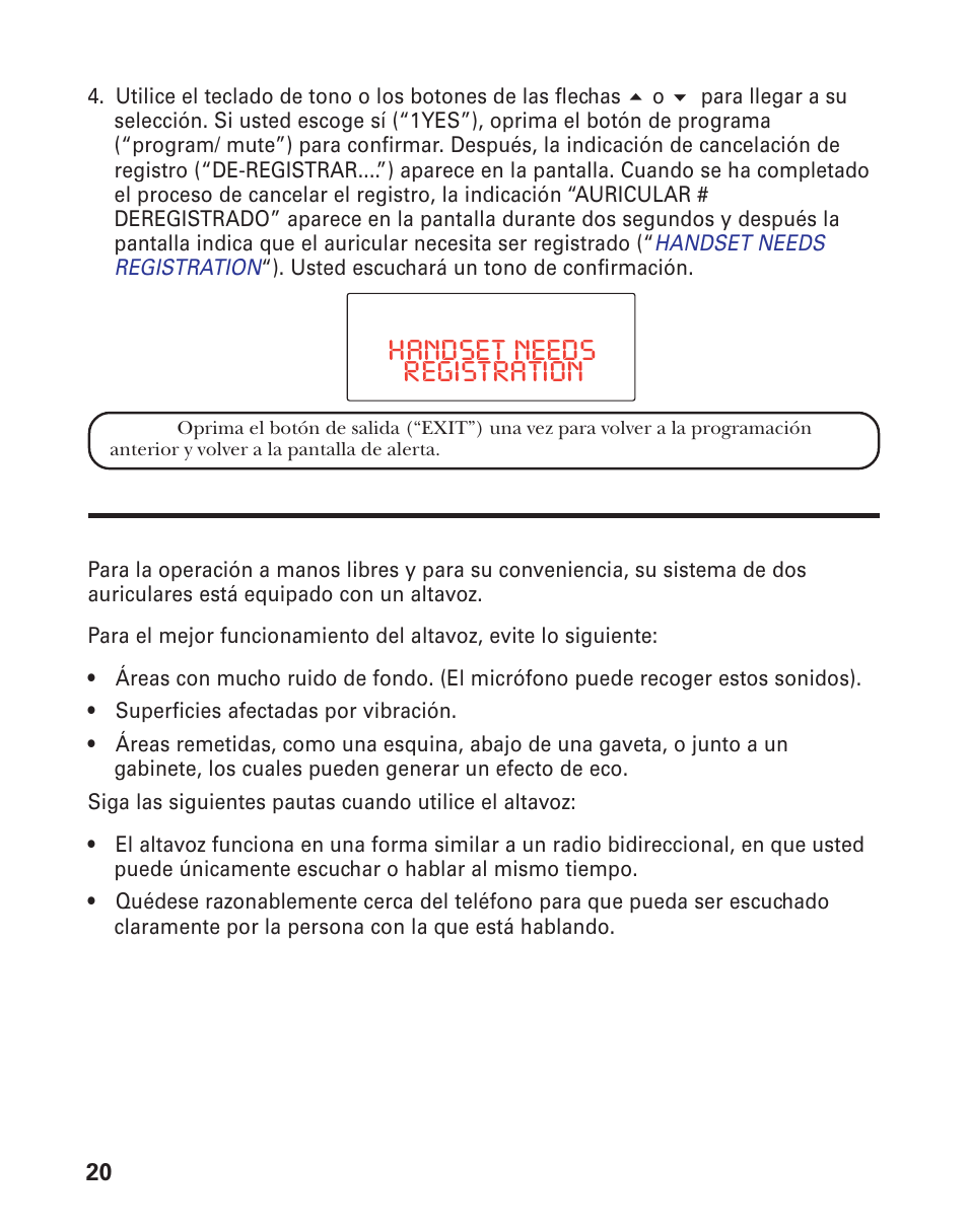 Handset needs registration | GE 21015 User Manual | Page 74 / 108