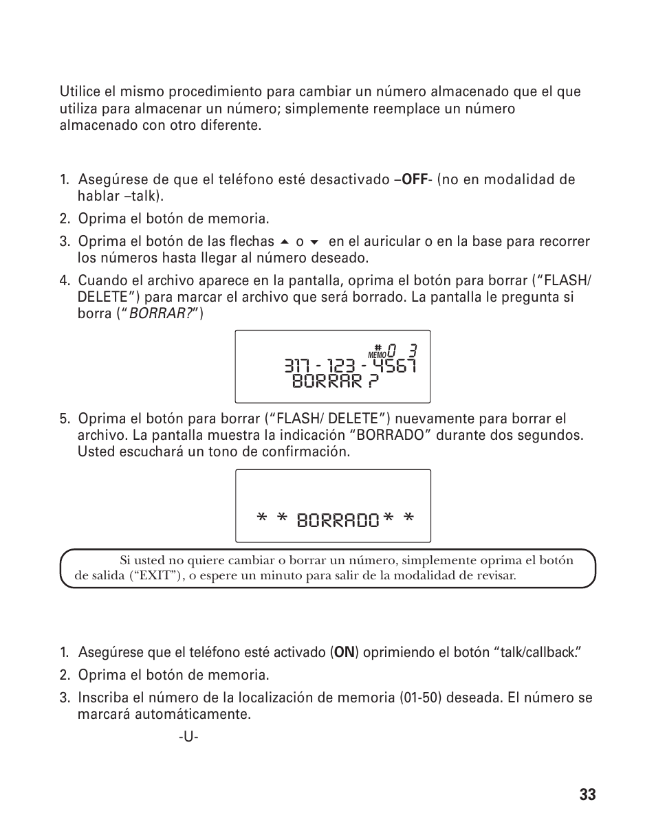 Borrado | GE 21015 User Manual | Page 87 / 108