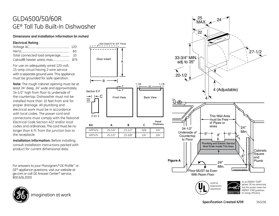 GE Profile GLD4500 User Manual | 2 pages