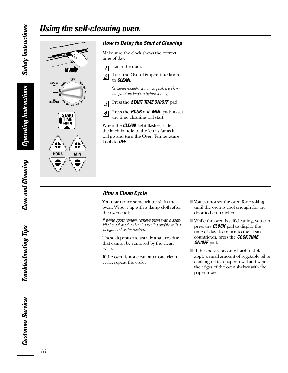 Using the self-cleaning oven | GE 49-80038 User Manual | Page 16 / 28