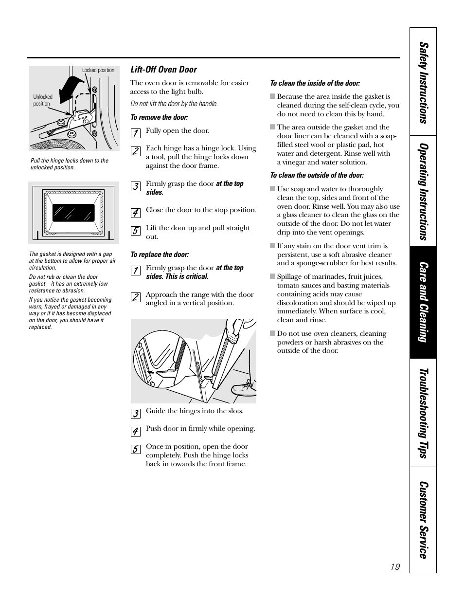 Lift-off oven door | GE 49-80038 User Manual | Page 19 / 28