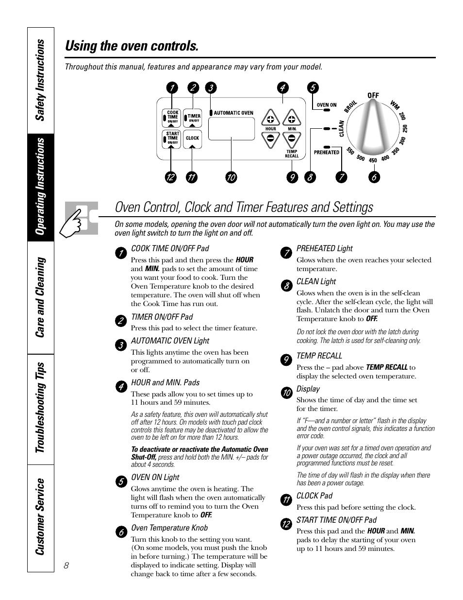 Oven, Oven –10, Using the oven controls | GE 49-80038 User Manual | Page 8 / 28