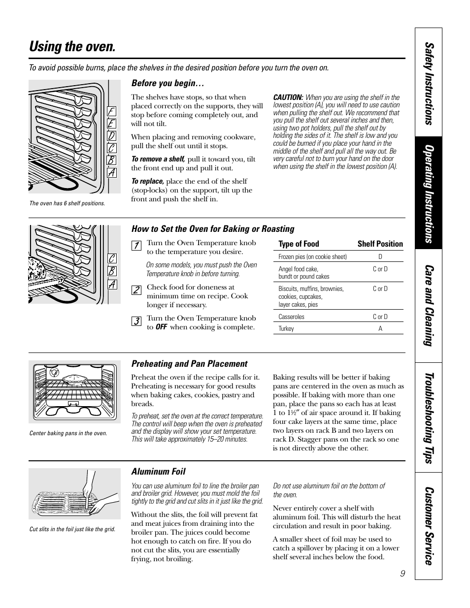 Using the oven | GE 49-80038 User Manual | Page 9 / 28