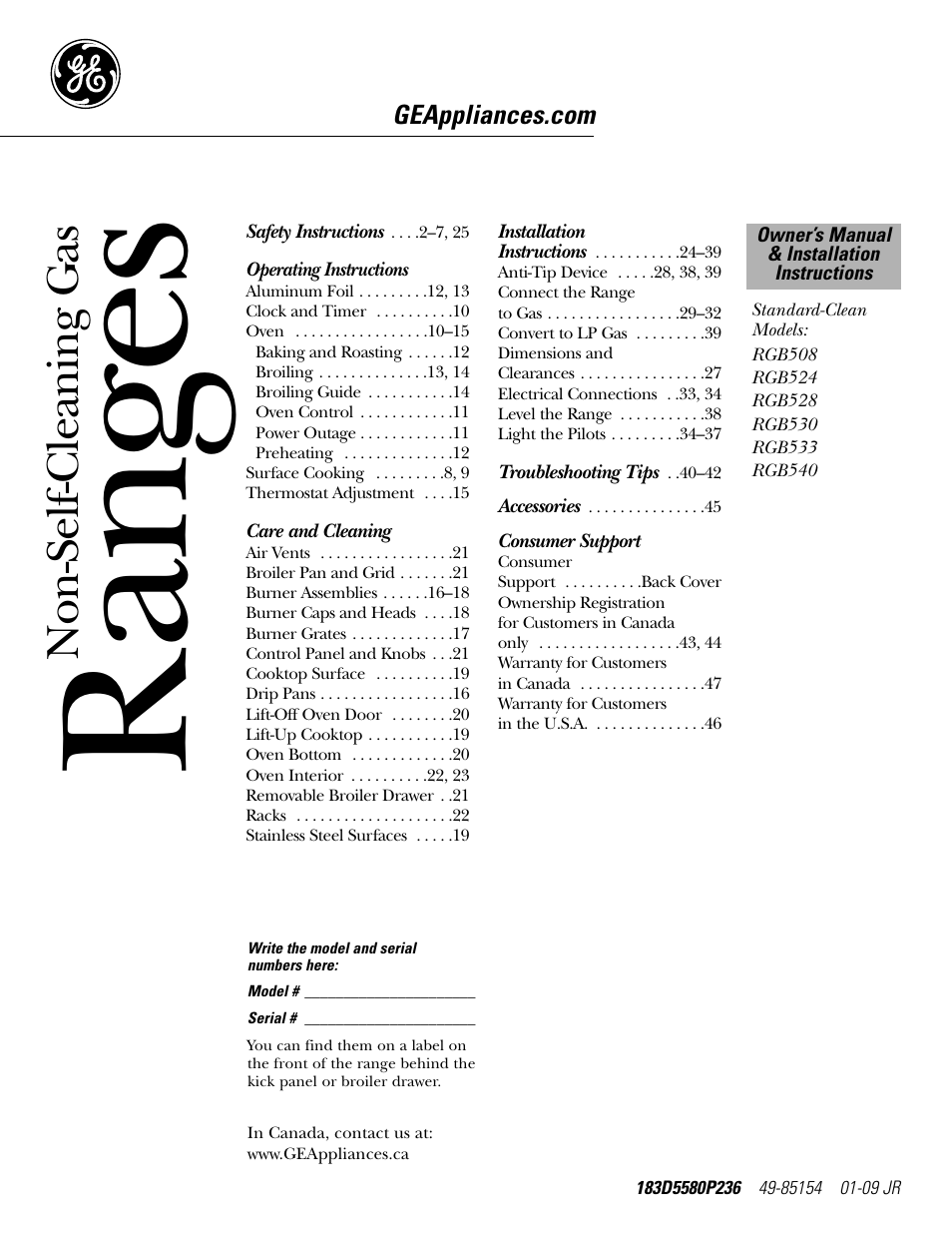 GE 183D5580P236 User Manual | 48 pages