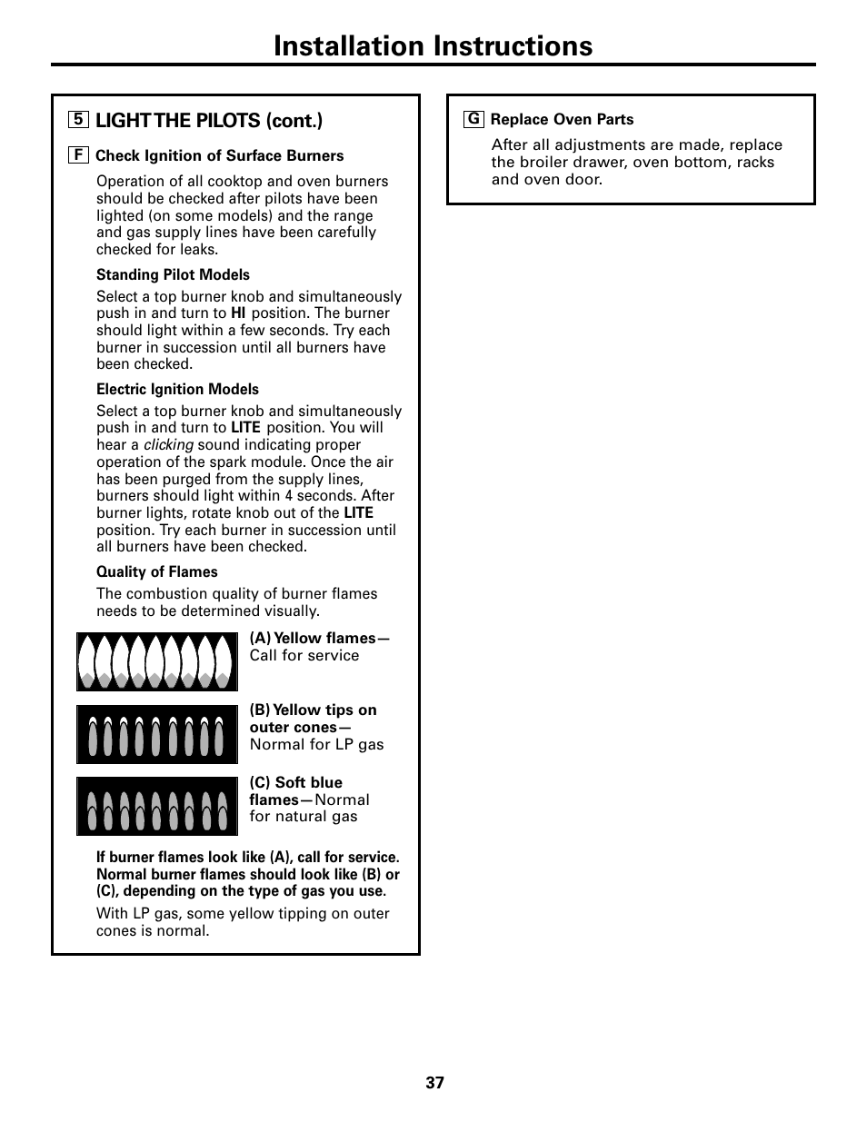 Installation instructions | GE 183D5580P236 User Manual | Page 37 / 48