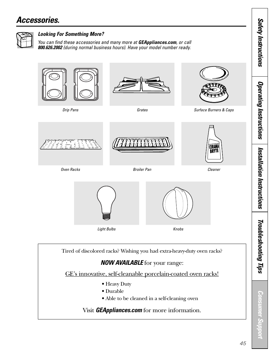 Accessories | GE 183D5580P236 User Manual | Page 45 / 48