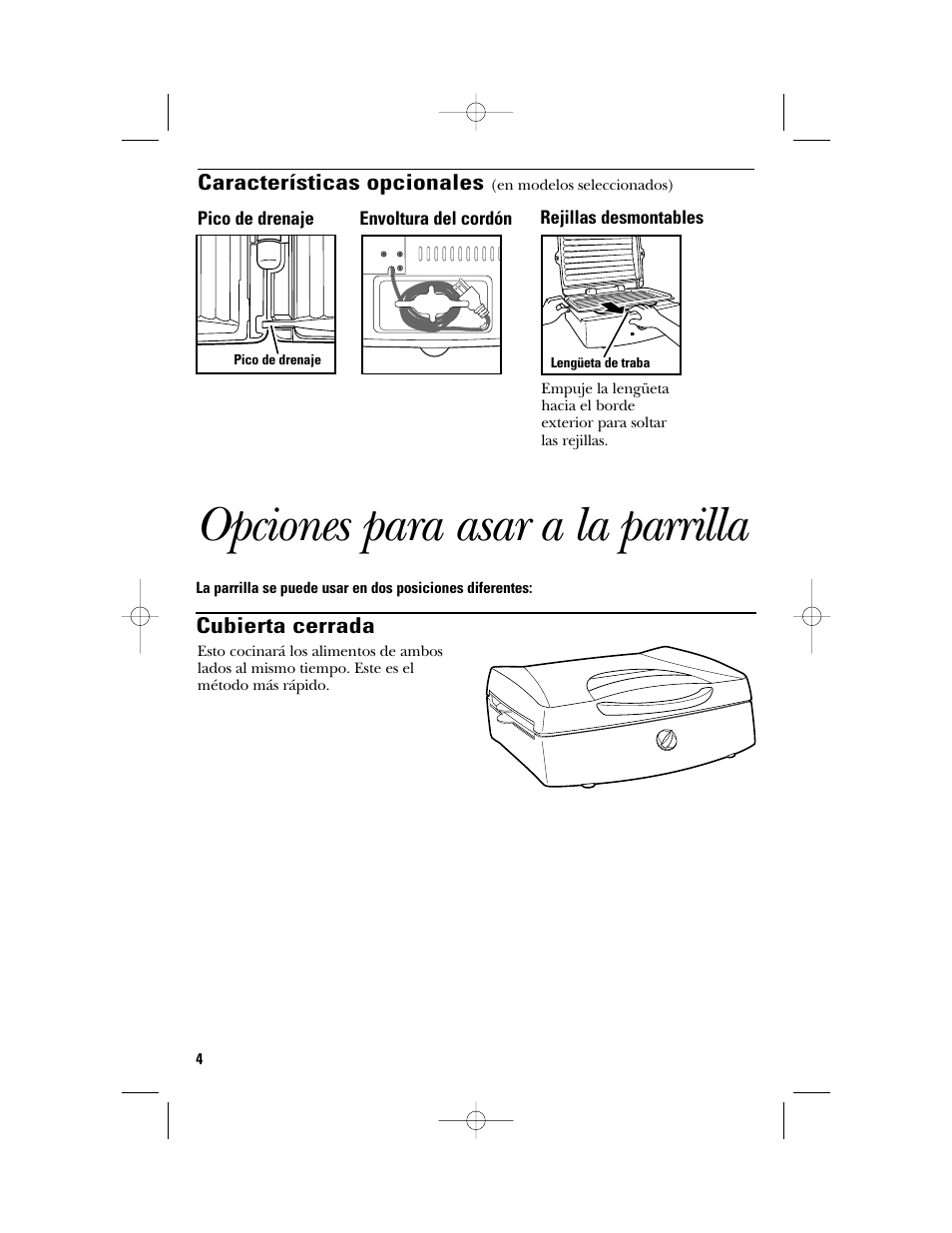 Opciones para asar a la parrilla | GE 106642 User Manual | Page 12 / 16