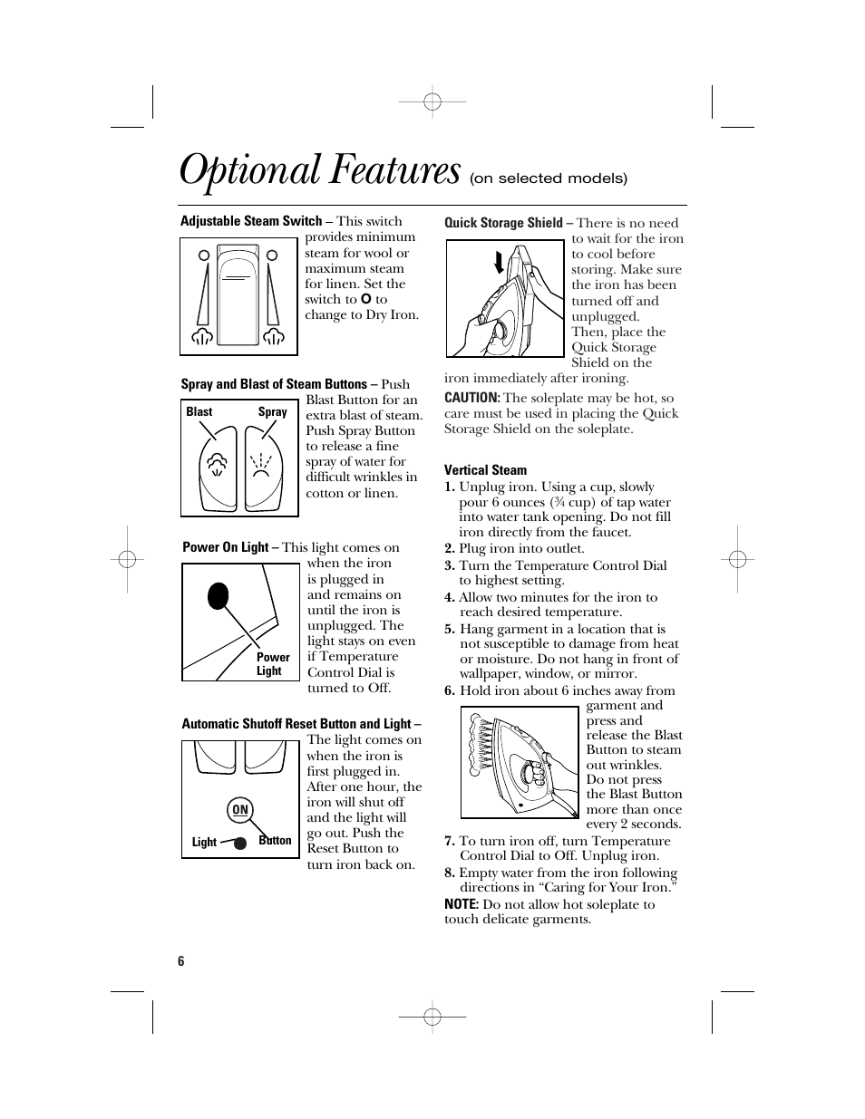 Optional features | GE 840097600 User Manual | Page 6 / 16