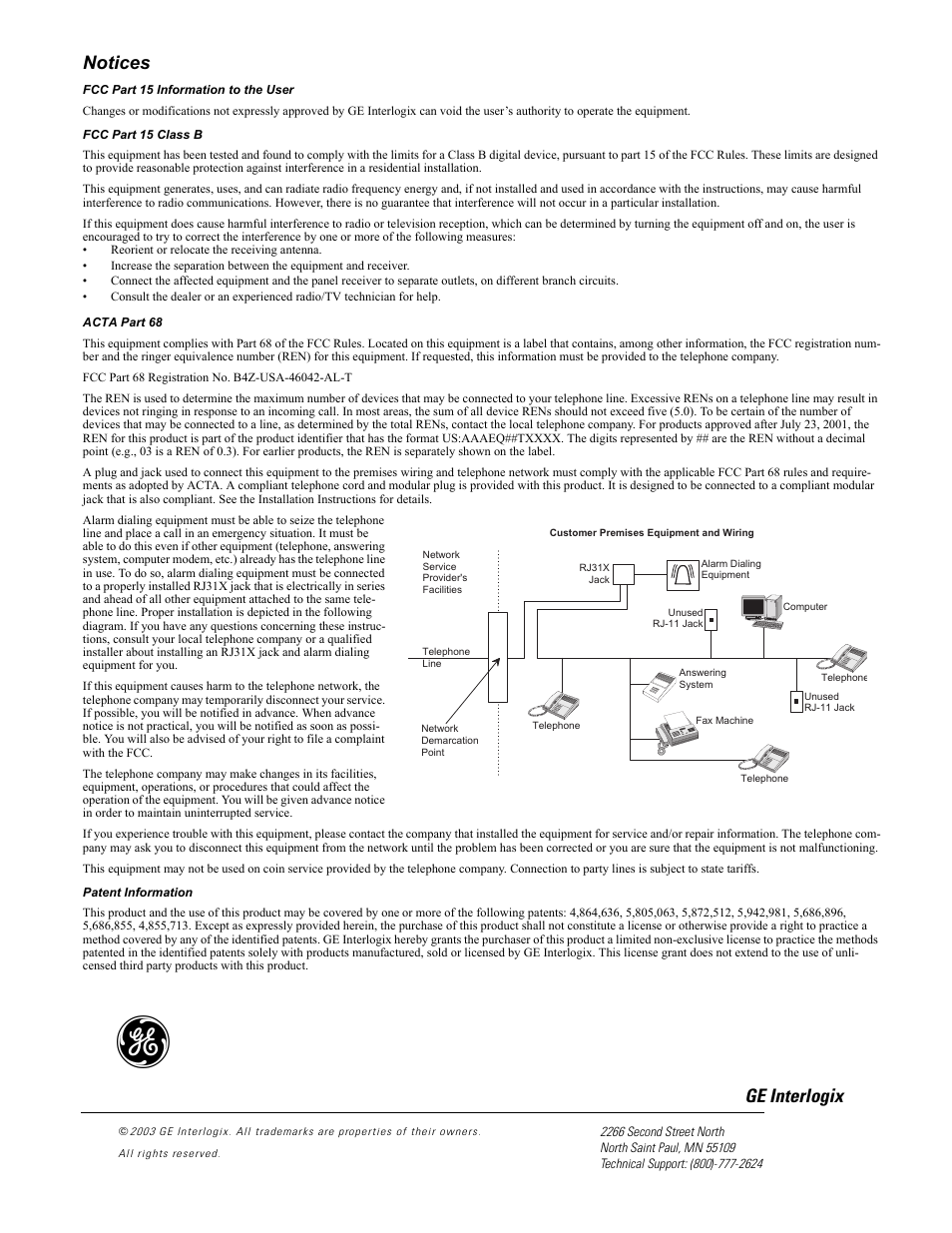 Notices, Ge interlogix | GE 60-883-95R User Manual | Page 2 / 34