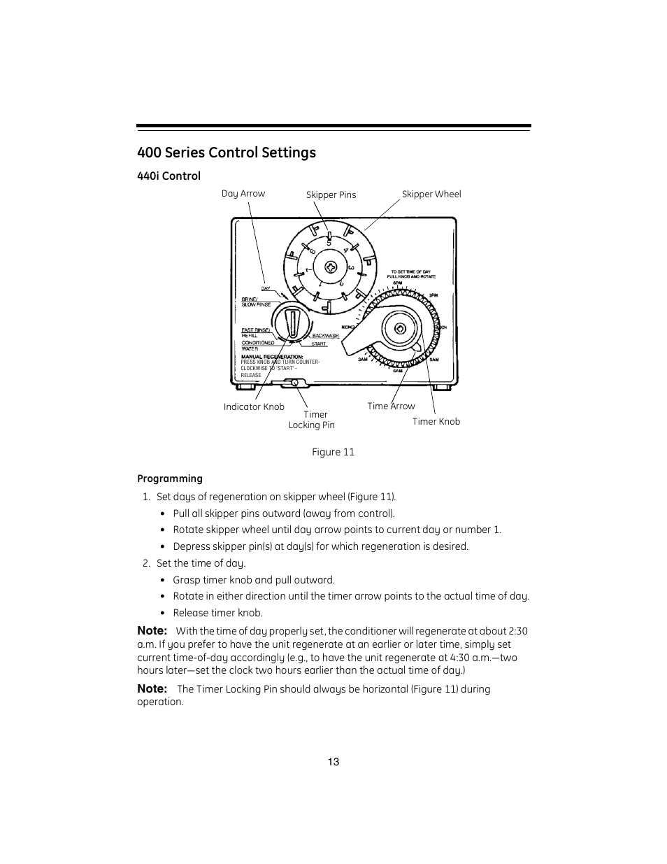 400 series control settings | GE Autorol 255 Valve / 400 Series User Manual | Page 13 / 28