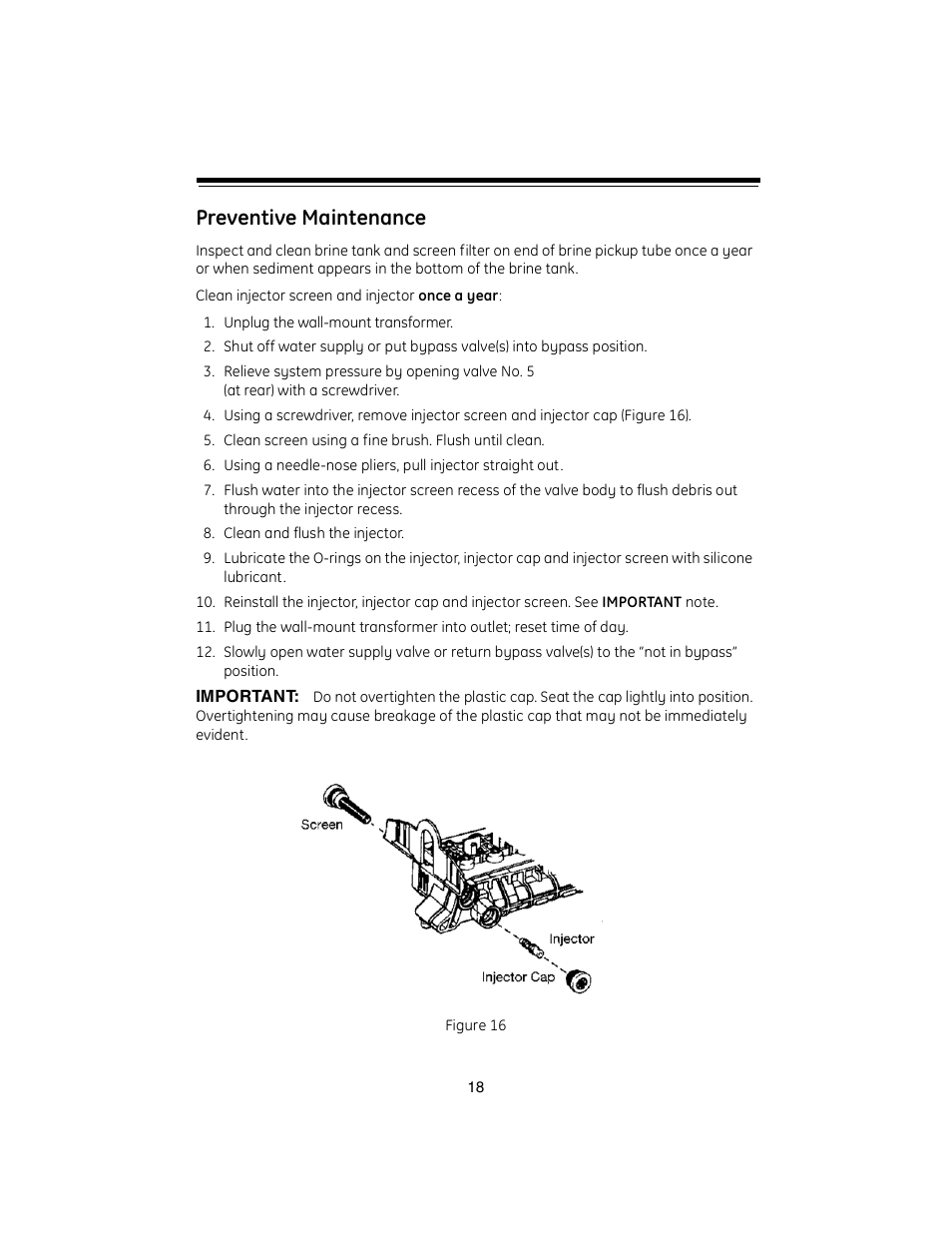 Preventive maintenance | GE Autorol 255 Valve / 400 Series User Manual | Page 18 / 28