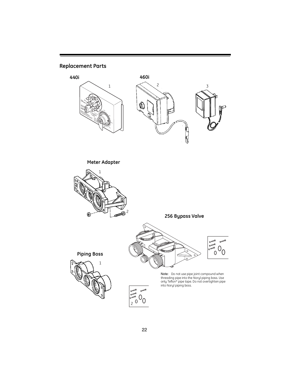 Replacement parts | GE Autorol 255 Valve / 400 Series User Manual | Page 22 / 28