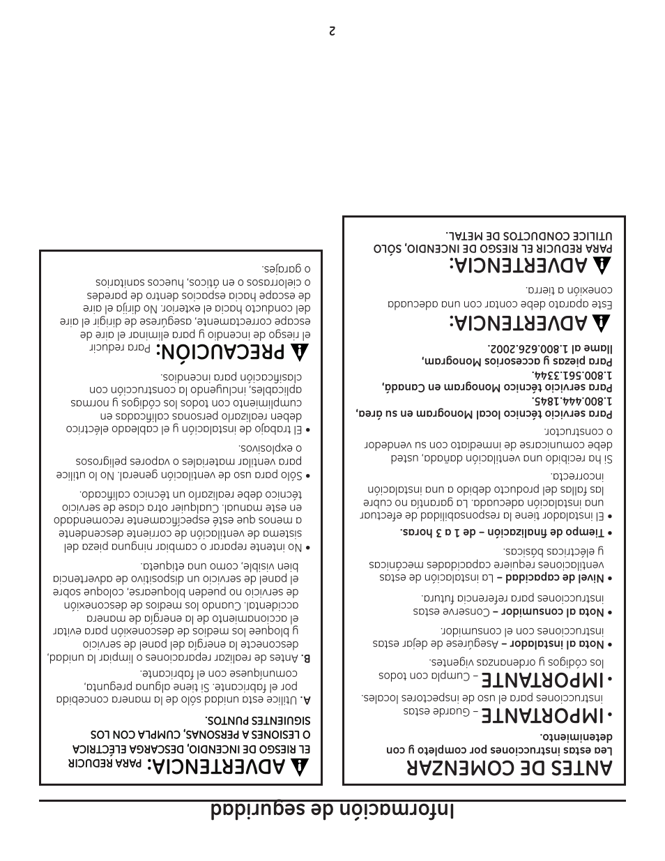 Información de seguridad adver tencia, Precaución, Antes de comenzar | Impor tante, Adver tencia | GE ZVB36 User Manual | Page 31 / 32
