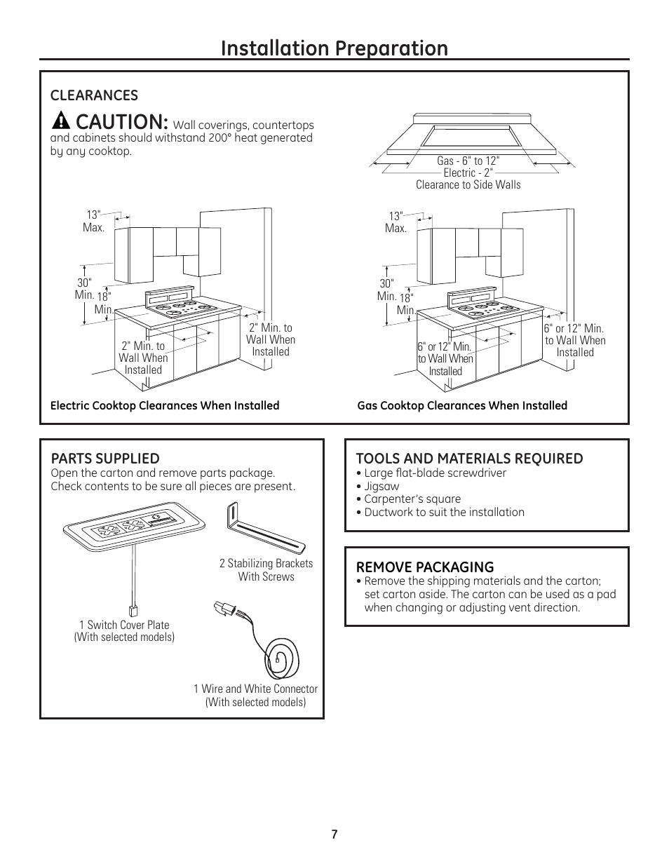 Installation preparation, Caution, 682dia2 | GE ZVB36 User Manual | Page 7 / 32