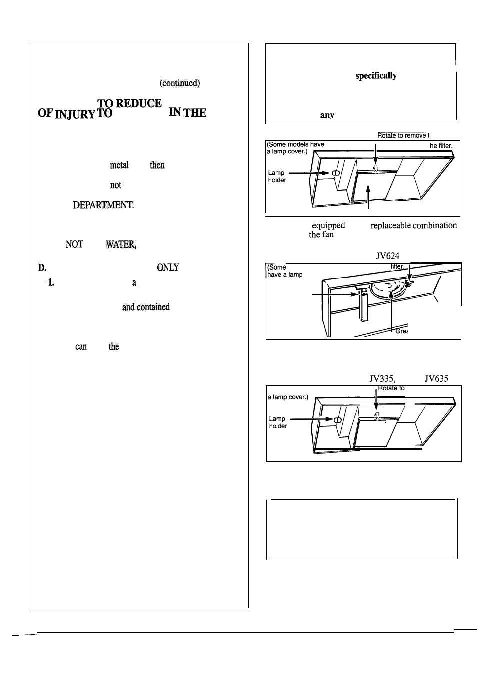 Important safety instructions, Save these, Instructions | If you need service, Warning the risk | GE JV334 User Manual | Page 2 / 12