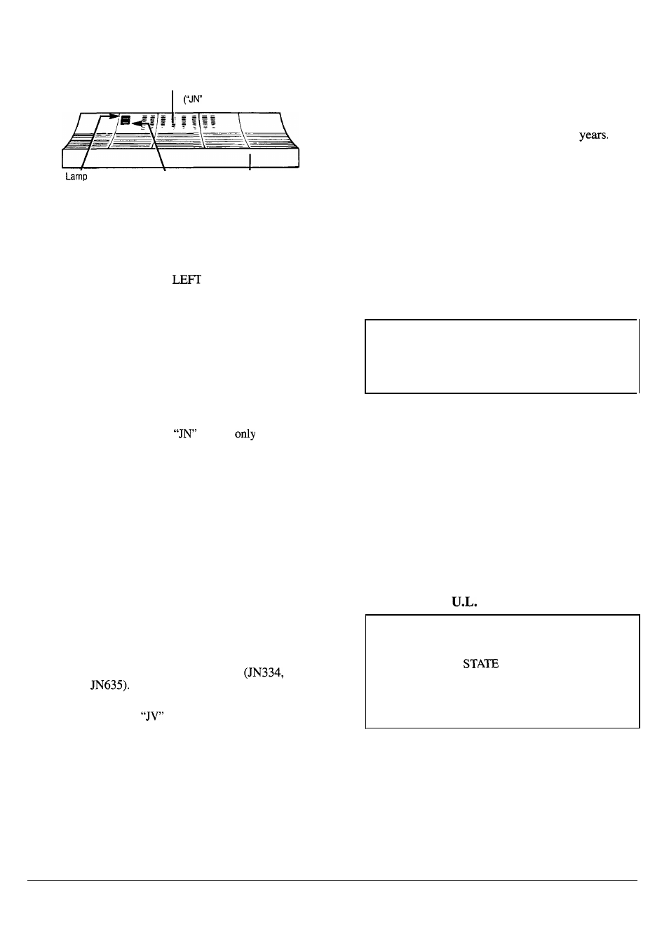 Operate, Lamp switch, Lamp stitch | Fan switch, Replaceable filter, Grease filter, Hood, Motor and fan | GE JV334 User Manual | Page 3 / 12