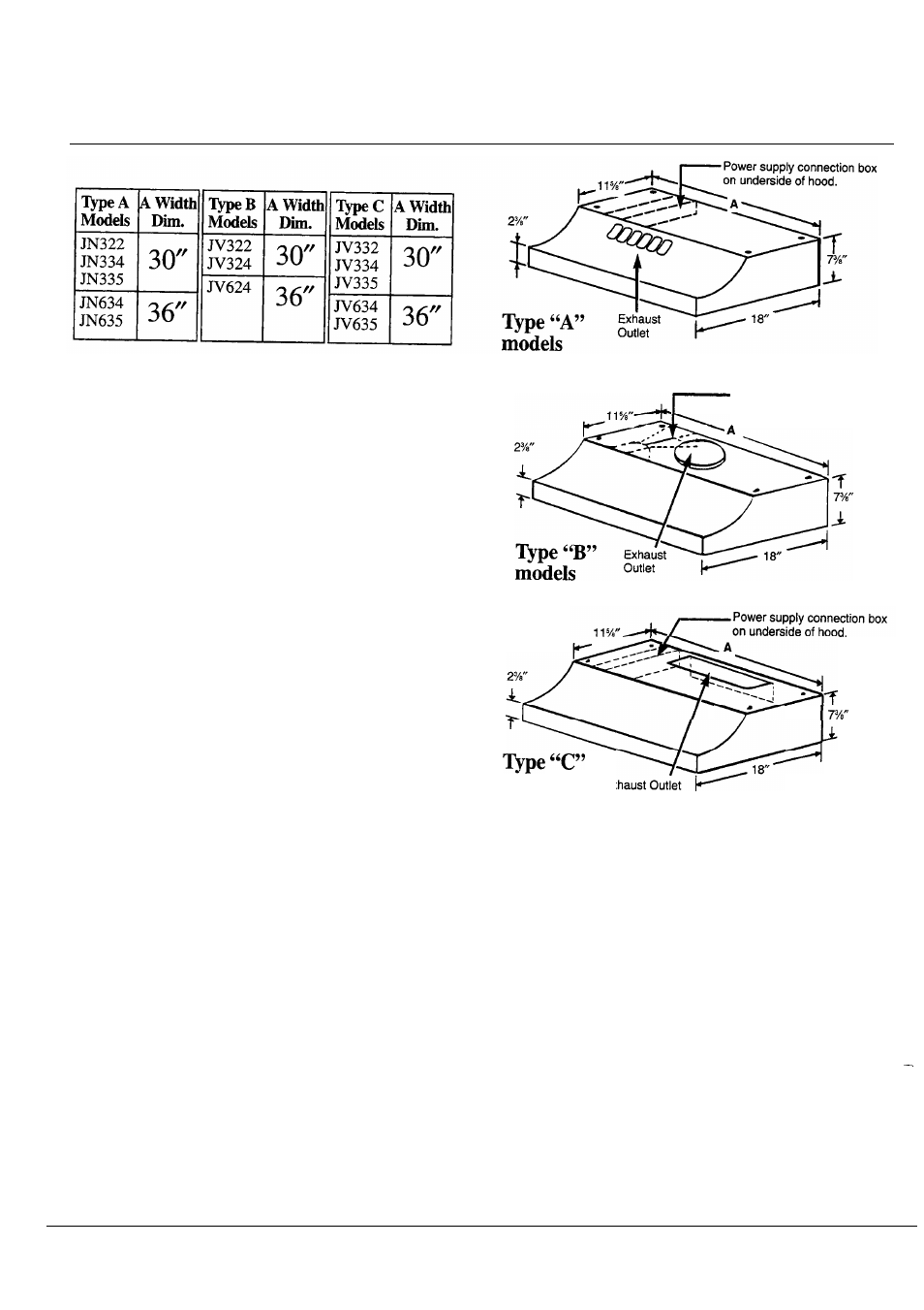Models | GE JV334 User Manual | Page 4 / 12