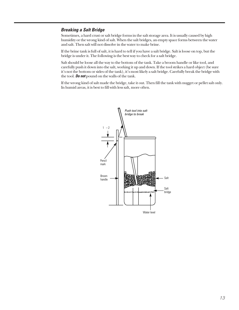 Breaking a salt bridge | GE PROFILE PERFORMANCE SERIES PNSF39Z01 User Manual | Page 13 / 36