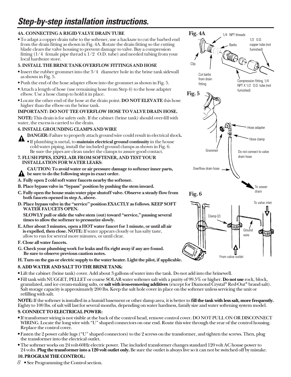 Step-by-step installation instructions, Fig. 4a fig. 5 fig. 6 | GE PROFILE PERFORMANCE SERIES PNSF39Z01 User Manual | Page 8 / 36