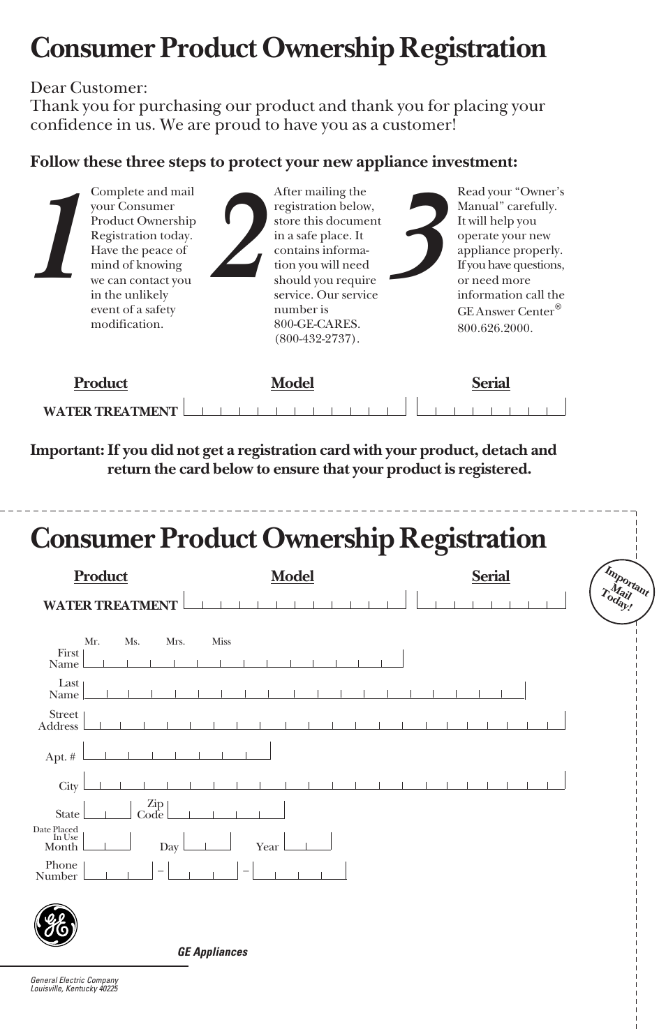 Consumer product ownership registration | GE PNSF31Z01 User Manual | Page 26 / 28