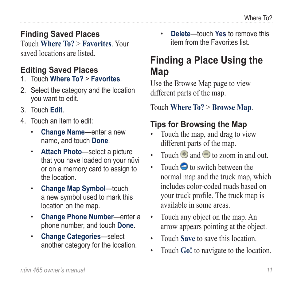 Finding a place using the map | Garmin nuvi 465 User Manual | Page 17 / 60