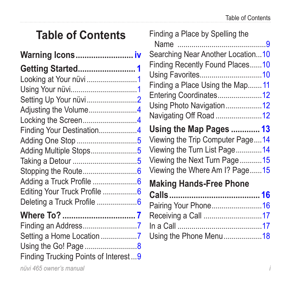 Garmin nuvi 465 User Manual | Page 3 / 60