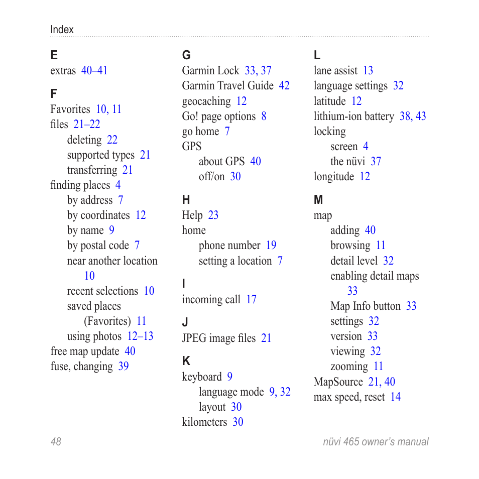 Garmin nuvi 465 User Manual | Page 54 / 60