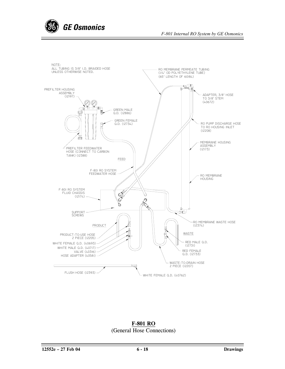 F-801 ro (general hose connections) | GE F-801 User Manual | Page 106 / 124