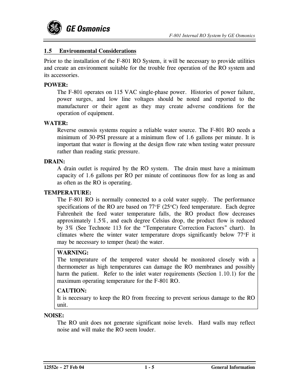 GE F-801 User Manual | Page 11 / 124