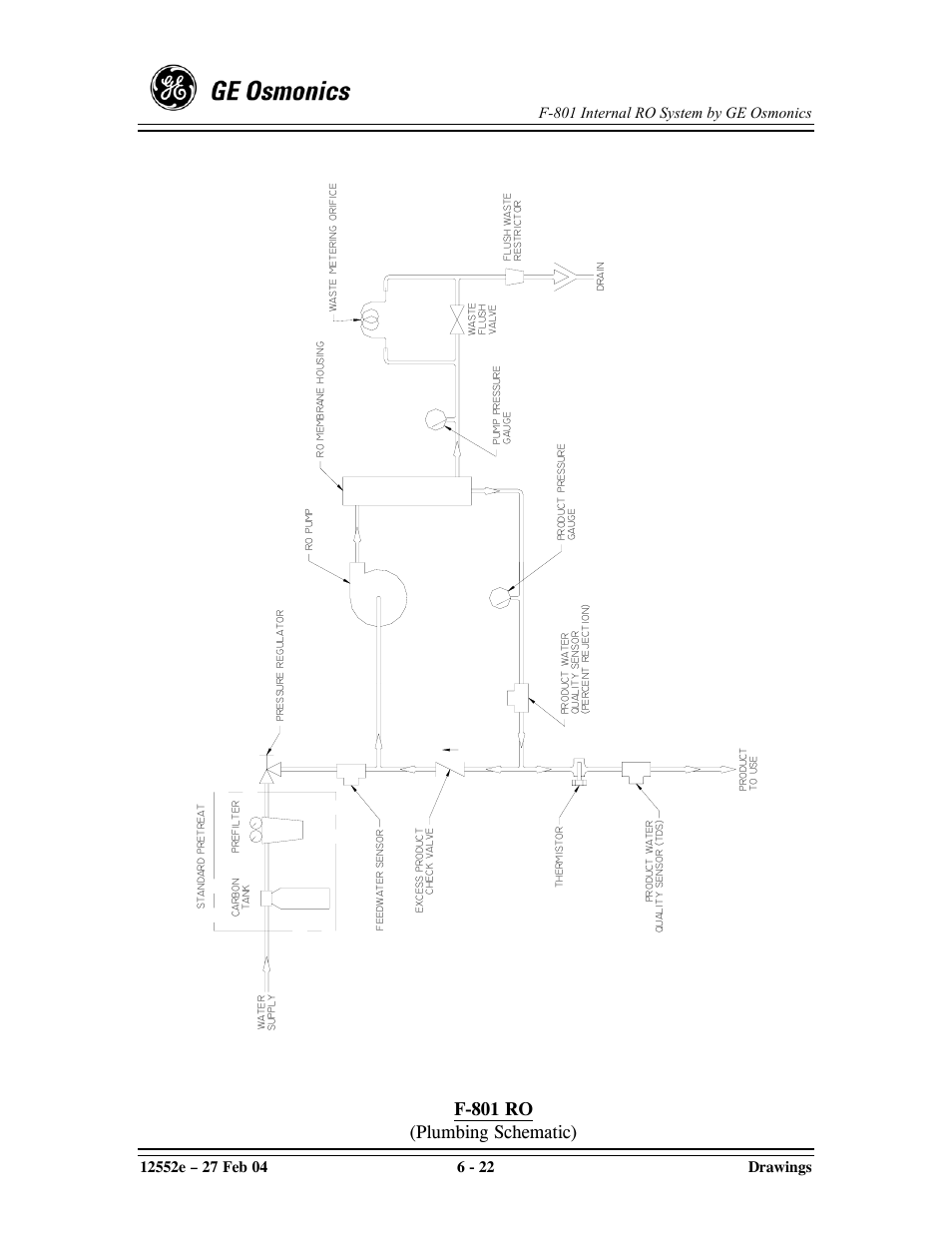 F-801 ro (plumbing schematic) | GE F-801 User Manual | Page 110 / 124