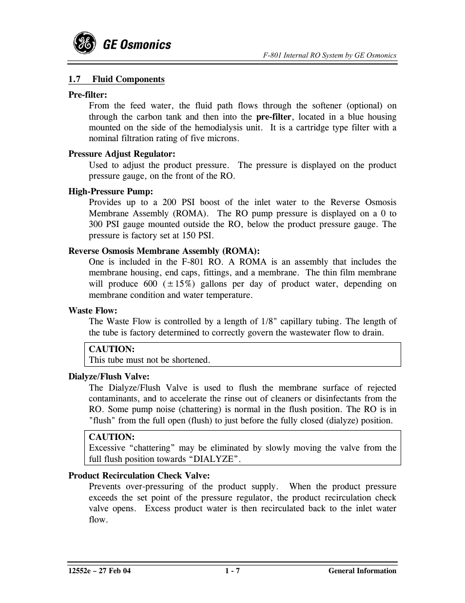 GE F-801 User Manual | Page 13 / 124