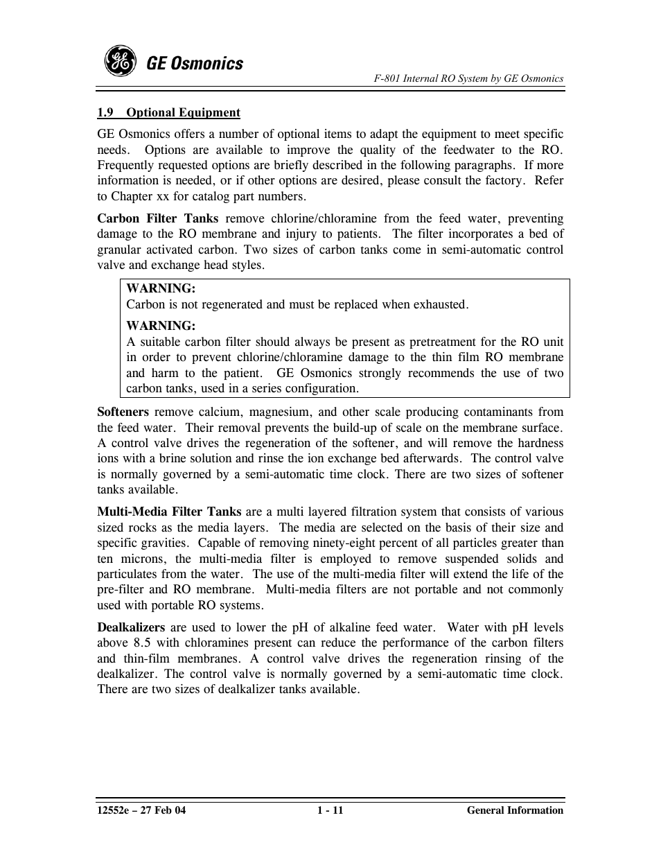 GE F-801 User Manual | Page 17 / 124