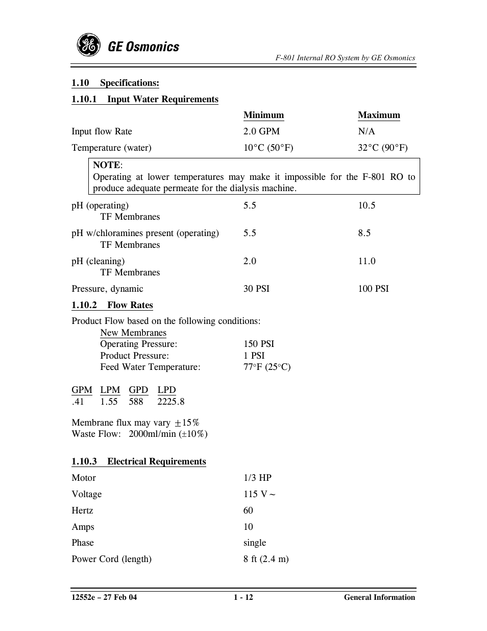 GE F-801 User Manual | Page 18 / 124