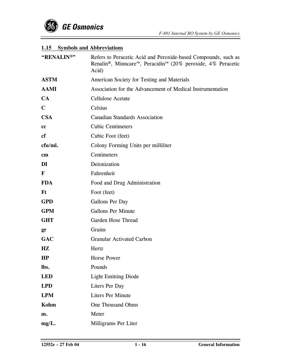 GE F-801 User Manual | Page 22 / 124