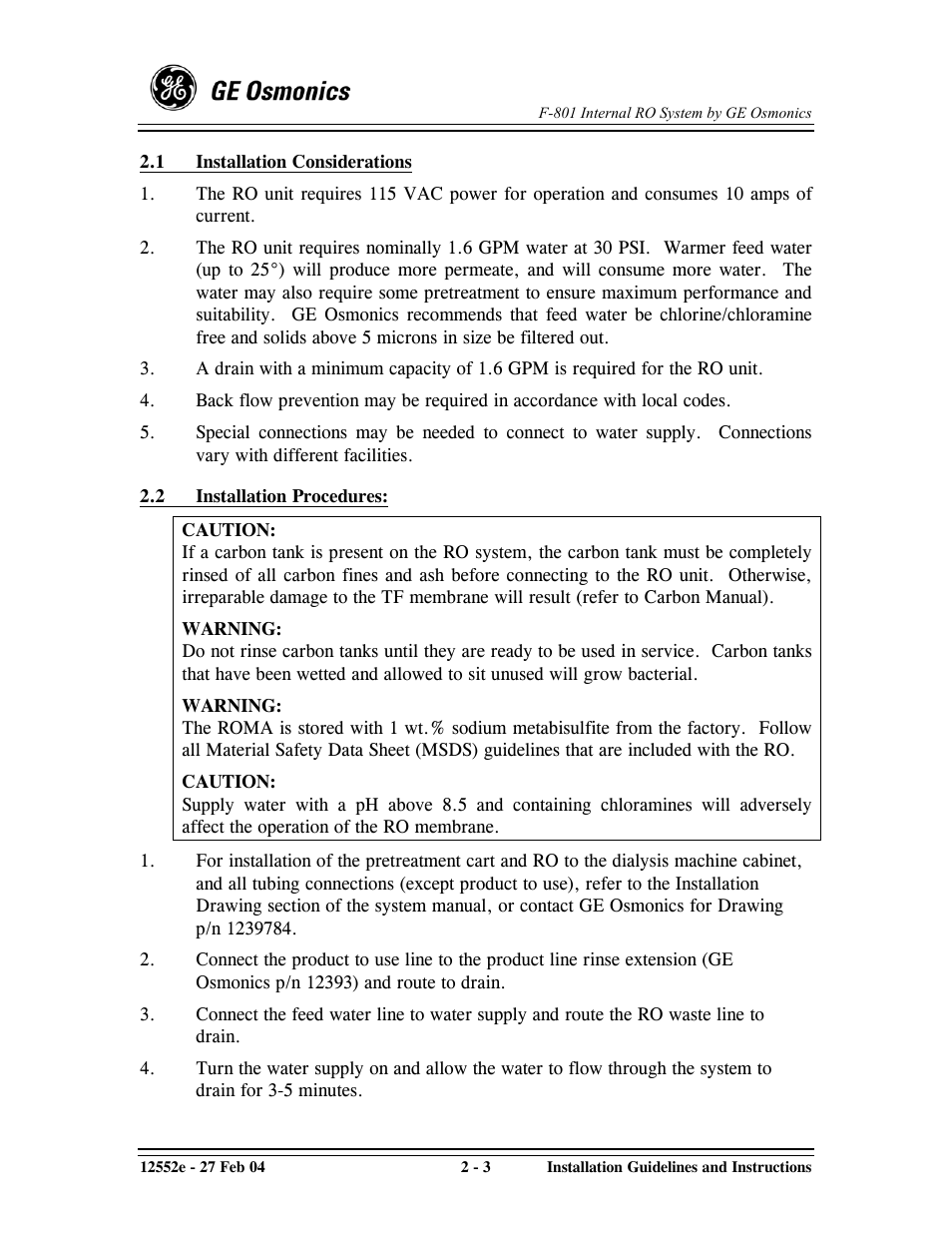 GE F-801 User Manual | Page 27 / 124