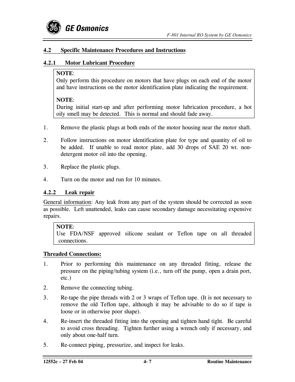 GE F-801 User Manual | Page 47 / 124