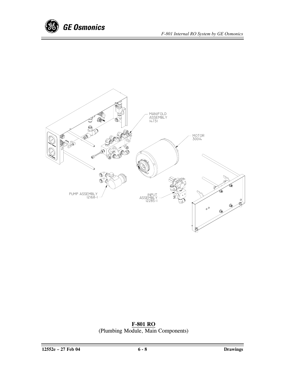 F-801 ro (plumbing module, main components) | GE F-801 User Manual | Page 96 / 124