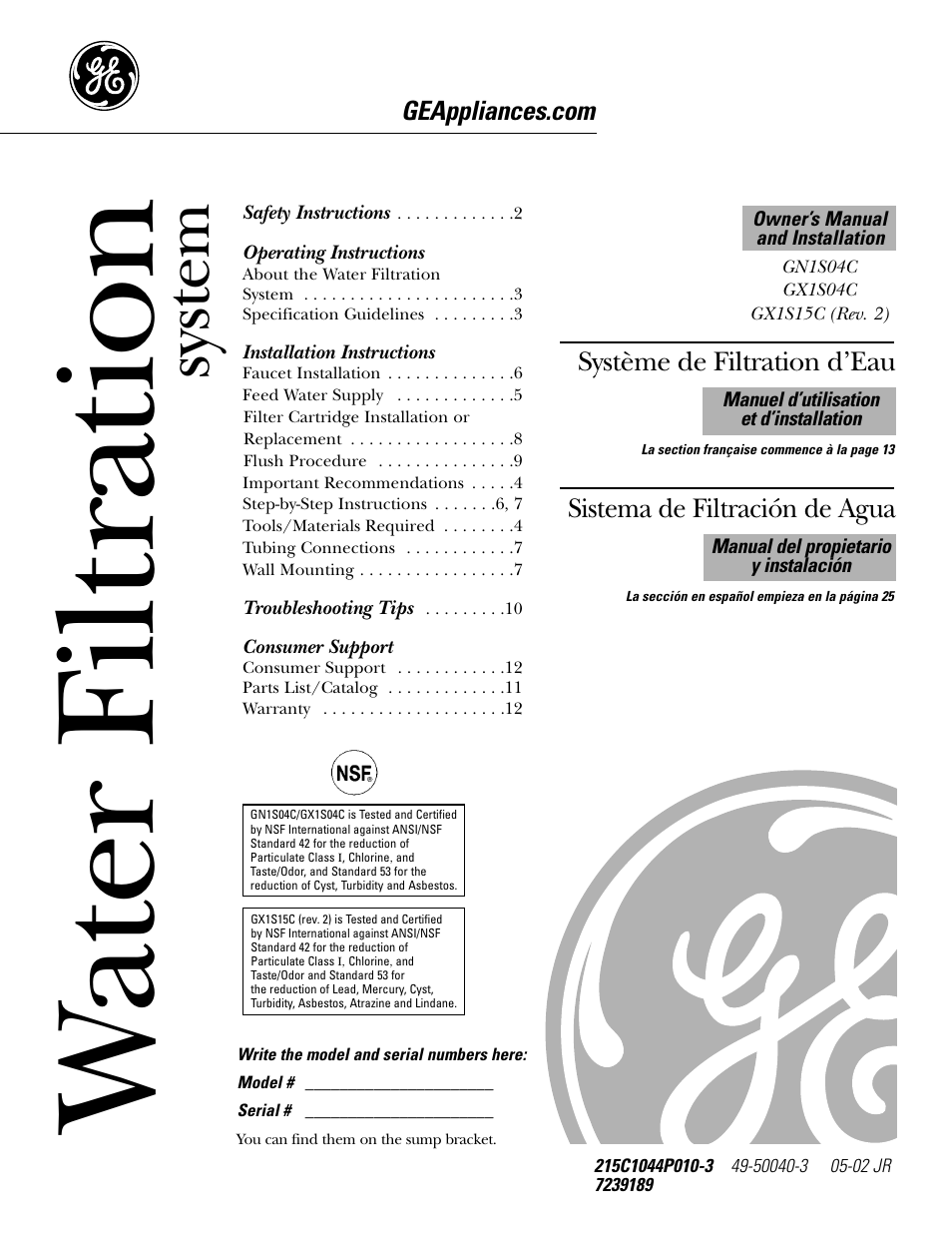 GE GX1S04C User Manual | 36 pages